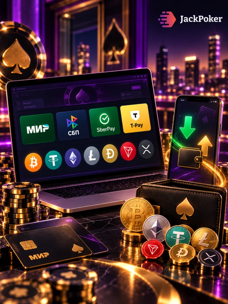 Способы пополнения счёта в Jack Poker: Мир, СБП, SberPay, T-Pay и криптовалюты